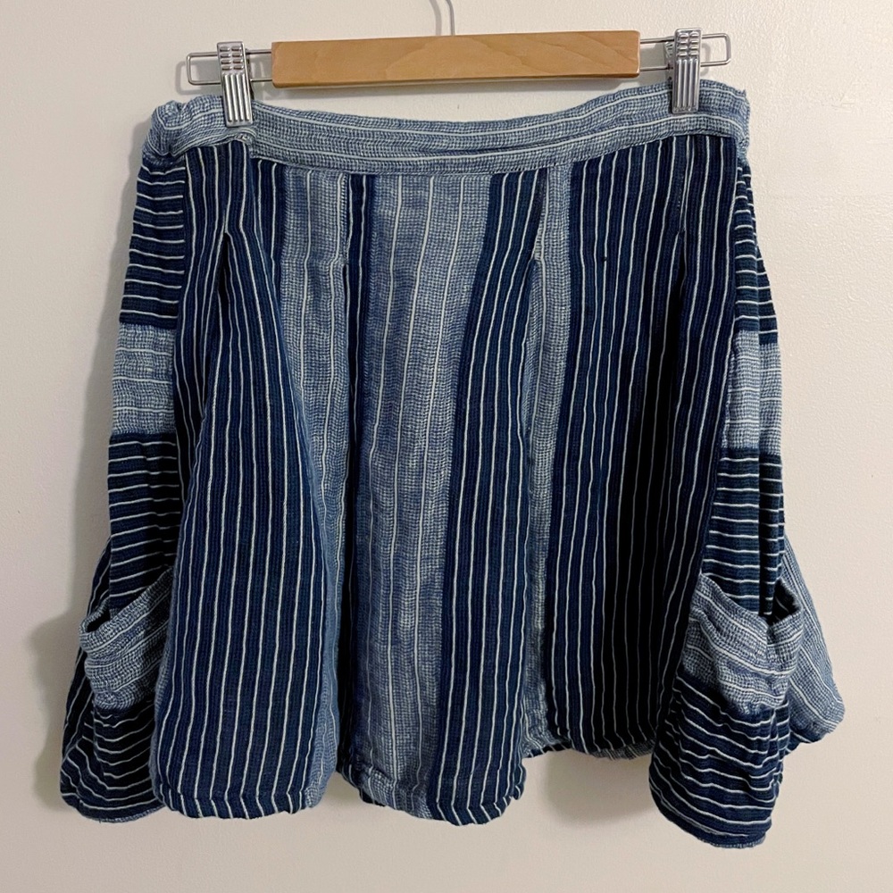 Ace & Jig Anthropologie Blue boho Skirt with Pockets Large Linen